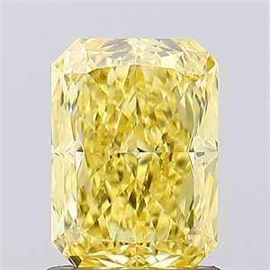 Picture of Lab Created Diamond 1.24 Carats, Radiant with  Cut, Fancy Vivid Yellow Color, VS1 Clarity and Certified by IGI