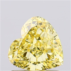Picture of Lab Created Diamond 1.03 Carats, Heart with  Cut, Fancy Vivid Yellow Color, VS1 Clarity and Certified by IGI
