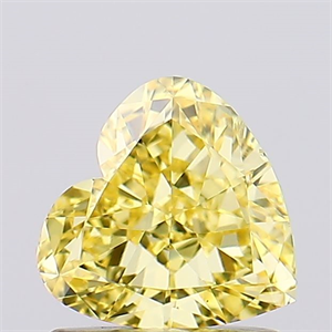Picture of Lab Created Diamond 1.03 Carats, Heart with  Cut, Fancy Vivid Yellow Color, VS1 Clarity and Certified by IGI