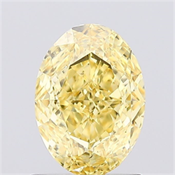Picture of Lab Created Diamond 1.09 Carats, Oval with  Cut, Fancy Vivid Yellow Color, VS1 Clarity and Certified by IGI
