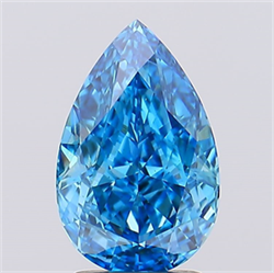 Picture of Lab Created Diamond 2.58 Carats, Pear with  Cut, Fancy Vivid Blue Color, VS1 Clarity and Certified by IGI