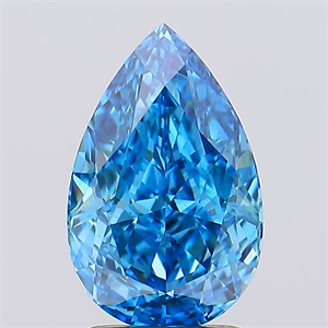 Picture of Lab Created Diamond 2.58 Carats, Pear with  Cut, Fancy Vivid Blue Color, VS1 Clarity and Certified by IGI
