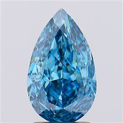 Picture of Lab Created Diamond 2.20 Carats, Pear with  Cut, Fancy Vivid Blue Color, VS1 Clarity and Certified by IGI