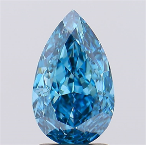 Picture of Lab Created Diamond 2.20 Carats, Pear with  Cut, Fancy Vivid Blue Color, VS1 Clarity and Certified by IGI