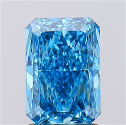 Picture of Lab Created Diamond 1.62 Carats, Radiant with  Cut, Fancy Vivid Blue Color, VS1 Clarity and Certified by IGI