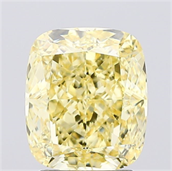 Picture of Lab Created Diamond 2.53 Carats, Cushion with  Cut, Fancy Intense Yellow Color, VVS2 Clarity and Certified by IGI