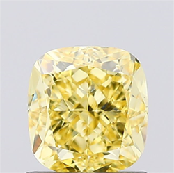 Picture of Lab Created Diamond 1.04 Carats, Cushion with  Cut, Fancy Vivid Yellow Color, VS1 Clarity and Certified by IGI