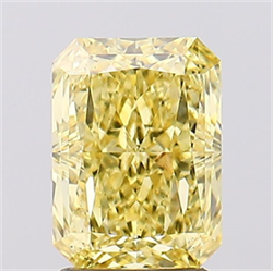 Picture of Lab Created Diamond 2.22 Carats, Radiant with  Cut, Fancy Vivid Yellow Color, VS1 Clarity and Certified by IGI