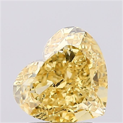 Picture of Lab Created Diamond 2.10 Carats, Heart with  Cut, Fancy Intense Yellow Color, VS1 Clarity and Certified by IGI