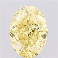 Picture of Lab Created Diamond 2.64 Carats, Oval with  Cut, Fancy Intense Yellow Color, VS1 Clarity and Certified by IGI