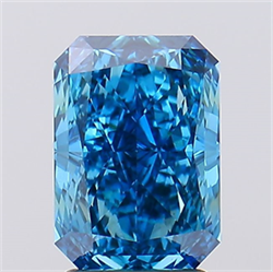 Picture of Lab Created Diamond 2.28 Carats, Radiant with  Cut, Fancy Vivid Blue Color, VS1 Clarity and Certified by IGI
