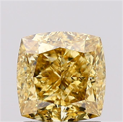 Picture of Lab Created Diamond 1.61 Carats, SQUARE CUSHION with  Cut, Fancy Intense Yellow Color, VS2 Clarity and Certified by IGI