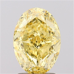 Picture of Lab Created Diamond 2.18 Carats, Oval with  Cut, Fancy Vivid Yellow Color, VS2 Clarity and Certified by IGI