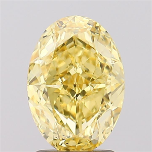 Picture of Lab Created Diamond 2.18 Carats, Oval with  Cut, Fancy Vivid Yellow Color, VS2 Clarity and Certified by IGI