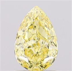 Picture of Lab Created Diamond 1.05 Carats, Pear with  Cut, Fancy Vivid Yellow Color, VS1 Clarity and Certified by IGI