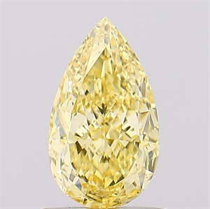 Picture of Lab Created Diamond 1.05 Carats, Pear with  Cut, Fancy Vivid Yellow Color, VS1 Clarity and Certified by IGI