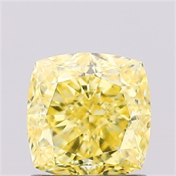 Picture of Lab Created Diamond 1.12 Carats, SQUARE CUSHION with  Cut, Fancy Vivid Yellow Color, VS1 Clarity and Certified by IGI