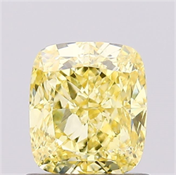 Picture of Lab Created Diamond 1.02 Carats, Cushion with  Cut, Fancy Vivid Yellow Color, VS1 Clarity and Certified by IGI
