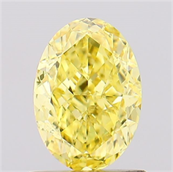 Picture of Lab Created Diamond 1.03 Carats, Oval with  Cut, Fancy Vivid Yellow Color, VS1 Clarity and Certified by IGI
