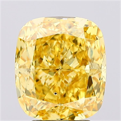 Picture of Lab Created Diamond 4.11 Carats, Cushion with  Cut, Fancy Vivid Yellow Color, VS2 Clarity and Certified by IGI