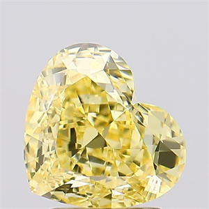 Picture of Lab Created Diamond 2.51 Carats, Heart with  Cut, Fancy Intense Yellow Color, VS1 Clarity and Certified by IGI