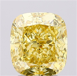 Picture of Lab Created Diamond 3.04 Carats, Cushion with  Cut, Fancy Vivid Yellow Color, VS1 Clarity and Certified by IGI