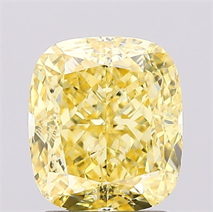 Picture of Lab Created Diamond 2.18 Carats, Cushion with  Cut, Fancy Vivid Yellow Color, VS2 Clarity and Certified by IGI