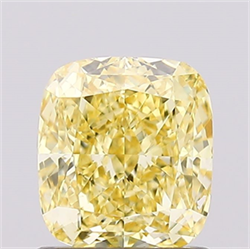 Picture of Lab Created Diamond 1.11 Carats, Cushion with  Cut, Fancy Vivid Yellow Color, VS2 Clarity and Certified by IGI