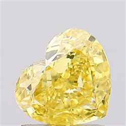 Picture of Lab Created Diamond 1.15 Carats, Heart with  Cut, Fancy Vivid Yellow Color, VS2 Clarity and Certified by IGI