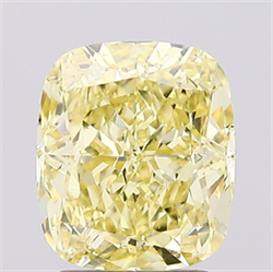 Picture of Lab Created Diamond 2.71 Carats, Cushion with  Cut, Fancy Intense Yellow Color, VS1 Clarity and Certified by IGI