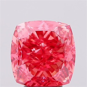 Picture of Lab Created Diamond 4.11 Carats, SQUARE CUSHION with  Cut, Fancy Vivid Pink Color, VS1 Clarity and Certified by IGI