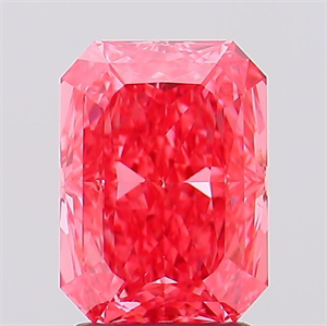 Picture of Lab Created Diamond 2.63 Carats, Radiant with  Cut, Fancy Vivid Pink Color, VS1 Clarity and Certified by IGI