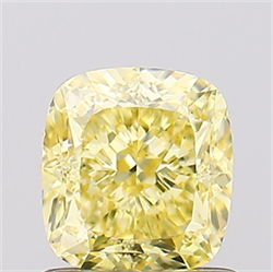 Picture of Lab Created Diamond 1.05 Carats, Cushion with  Cut, Fancy Intense Yellow Color, VS1 Clarity and Certified by IGI