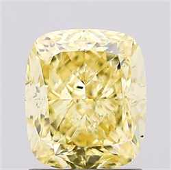 Picture of Lab Created Diamond 1.55 Carats, Cushion with  Cut, Fancy Intense Yellow Color, VS2 Clarity and Certified by IGI