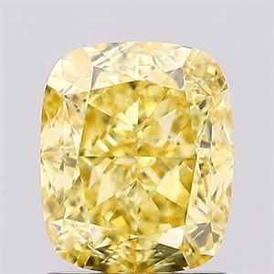 Picture of Lab Created Diamond 1.62 Carats, Cushion with  Cut, Fancy Vivid Yellow Color, VS1 Clarity and Certified by IGI