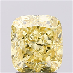 Picture of Lab Created Diamond 2.12 Carats, Cushion with  Cut, Fancy Intense Yellow Color, VVS2 Clarity and Certified by IGI
