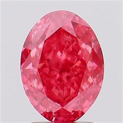 Picture of Lab Created Diamond 2.54 Carats, Oval with  Cut, Fancy Vivid Pink Color, VS1 Clarity and Certified by IGI