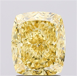 Picture of Lab Created Diamond 2.17 Carats, Cushion with  Cut, Fancy Intense Yellow Color, VS1 Clarity and Certified by IGI