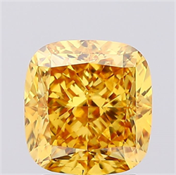 Picture of Lab Created Diamond 2.69 Carats, Cushion with  Cut, Fancy Vivid Yellow Color, VS2 Clarity and Certified by IGI