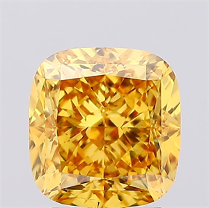 Picture of Lab Created Diamond 2.69 Carats, Cushion with  Cut, Fancy Vivid Yellow Color, VS2 Clarity and Certified by IGI