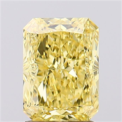 Picture of Lab Created Diamond 2.04 Carats, Radiant with  Cut, Fancy Vivid Yellow Color, VS2 Clarity and Certified by IGI