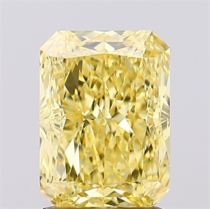 Picture of Lab Created Diamond 2.04 Carats, Radiant with  Cut, Fancy Vivid Yellow Color, VS2 Clarity and Certified by IGI