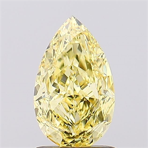 Picture of Lab Created Diamond 1.52 Carats, Pear with  Cut, Fancy Vivid Yellow Color, VS1 Clarity and Certified by IGI
