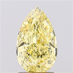 Picture of Lab Created Diamond 1.63 Carats, Pear with  Cut, Fancy Vivid Yellow Color, VS2 Clarity and Certified by IGI