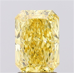Picture of Lab Created Diamond 2.18 Carats, Radiant with  Cut, Fancy Vivid Yellow Color, VS1 Clarity and Certified by IGI