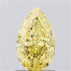 Picture of Lab Created Diamond 1.04 Carats, Pear with  Cut, Fancy Vivid Yellow Color, VS1 Clarity and Certified by IGI