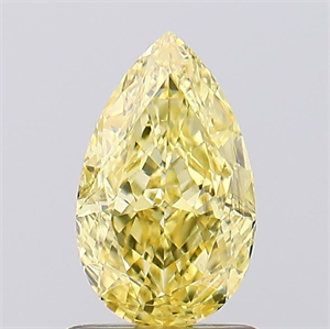 Picture of Lab Created Diamond 1.04 Carats, Pear with  Cut, Fancy Vivid Yellow Color, VS1 Clarity and Certified by IGI