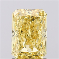 Picture of Lab Created Diamond 1.26 Carats, Radiant with  Cut, Fancy Vivid Yellow Color, VS1 Clarity and Certified by IGI