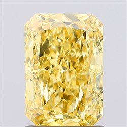 Picture of Lab Created Diamond 1.51 Carats, Radiant with  Cut, Fancy Vivid Yellow Color, VS1 Clarity and Certified by IGI