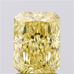 Picture of Lab Created Diamond 2.03 Carats, Radiant with  Cut, Fancy Vivid Yellow Color, VVS1 Clarity and Certified by IGI